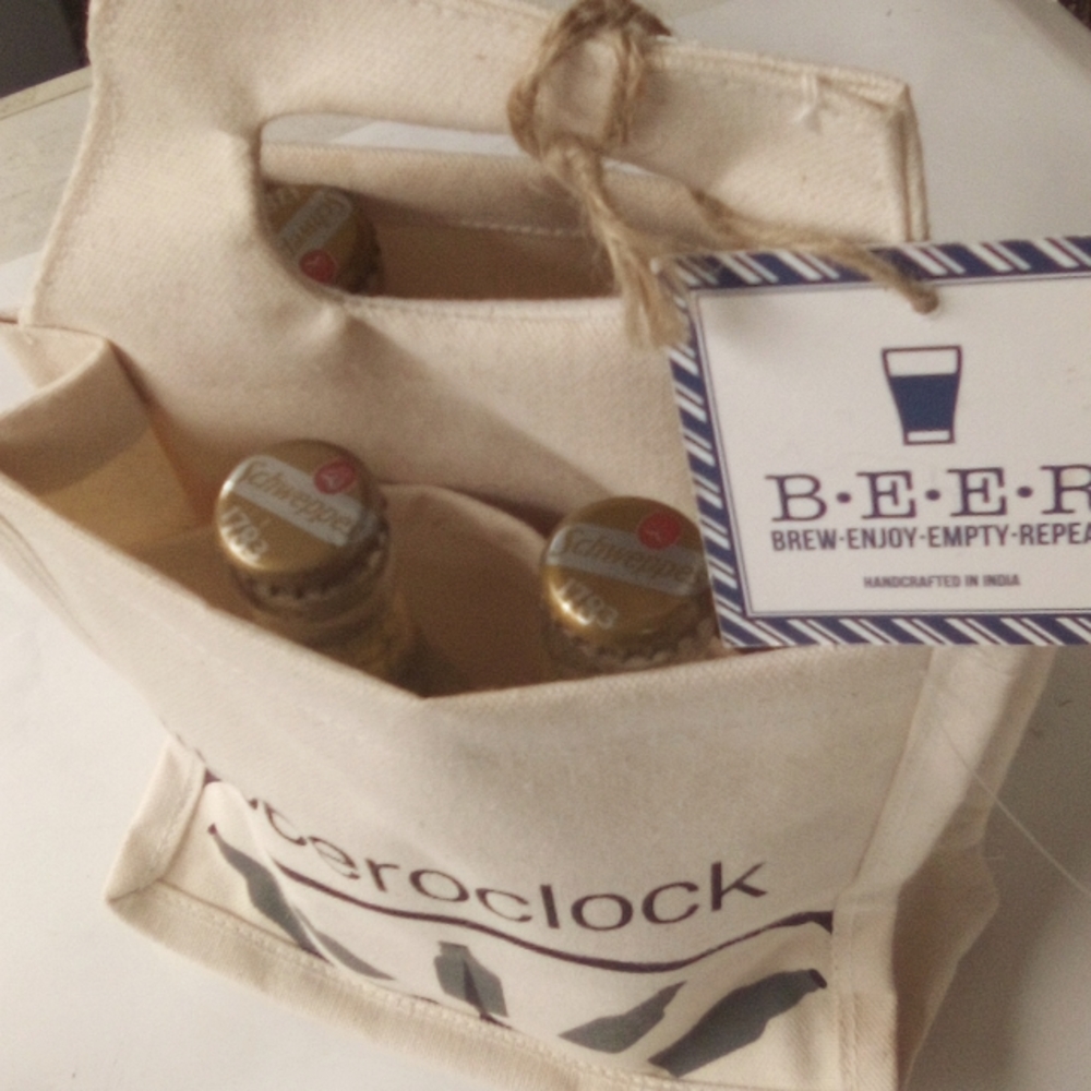 Beer Enjoy Empty Repeat Upcycled Canvas 6pk Beer Caddy Carrier
